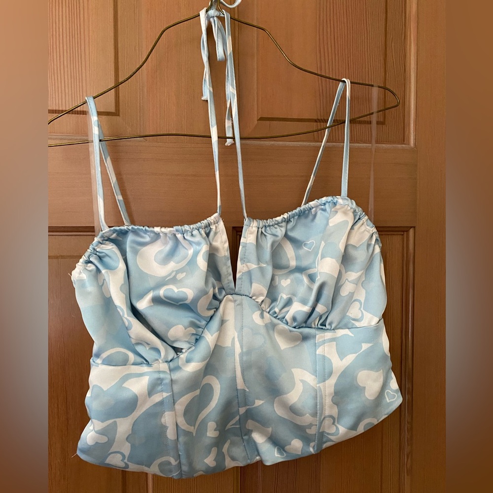 Blue Silk Corset Top